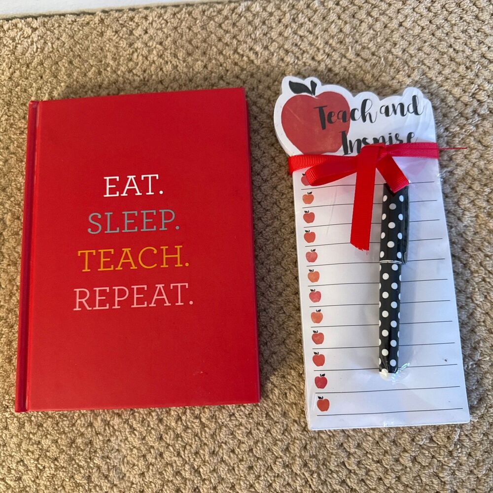 Set Of 2 Notepads For Teachers Perfect For Teacher Gift Inspire Eat Sleep Teach